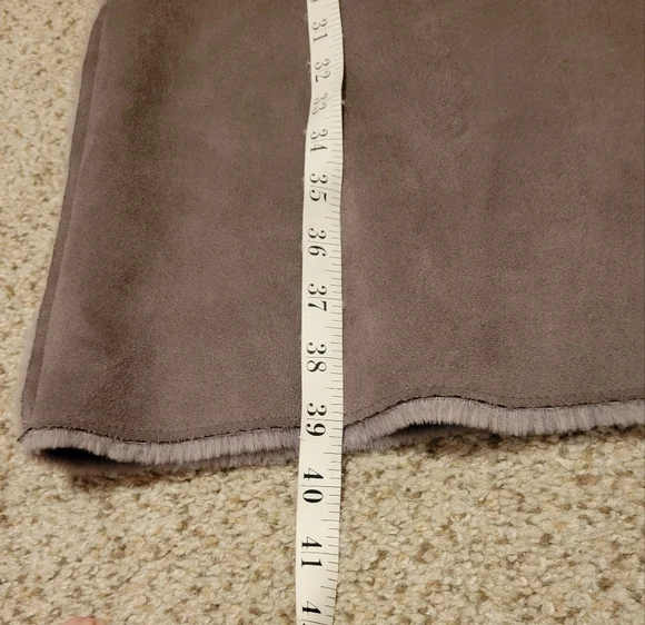 For the Republic Long Length Faux Suede Fur Lined Coat with Hood Gray Size Small - Picture 7 of 11